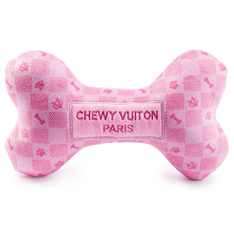 Haute Diggity Dog dog toys SM Pink Checker Chewy Bone Plush Squeak Dog Toy - 3 Sizes
