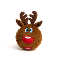 fabdog dog toys Christmas Reindeer Ball Plush Holiday Dog Toy - 2 Sizes