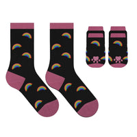 Extreme Fit Wholesale Pet Socks Rainbow Black / Pink Matching Pet & Owner Fun Socks - One Size Fits Most