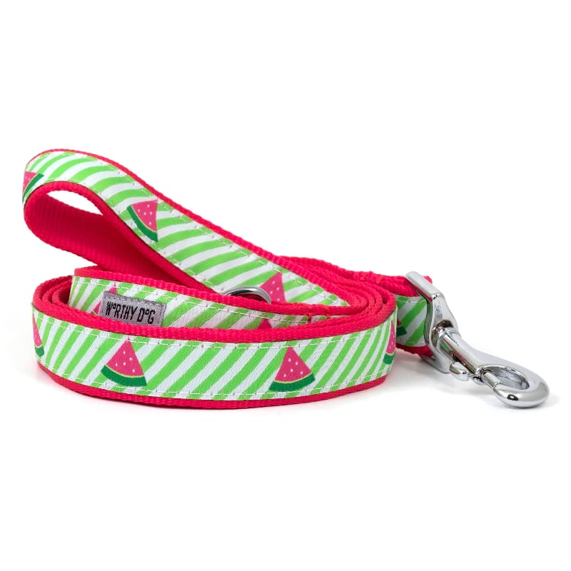The Worthy Dog Leashes SM Green Stripe Watermelon Dog Leash - 2 Sizes