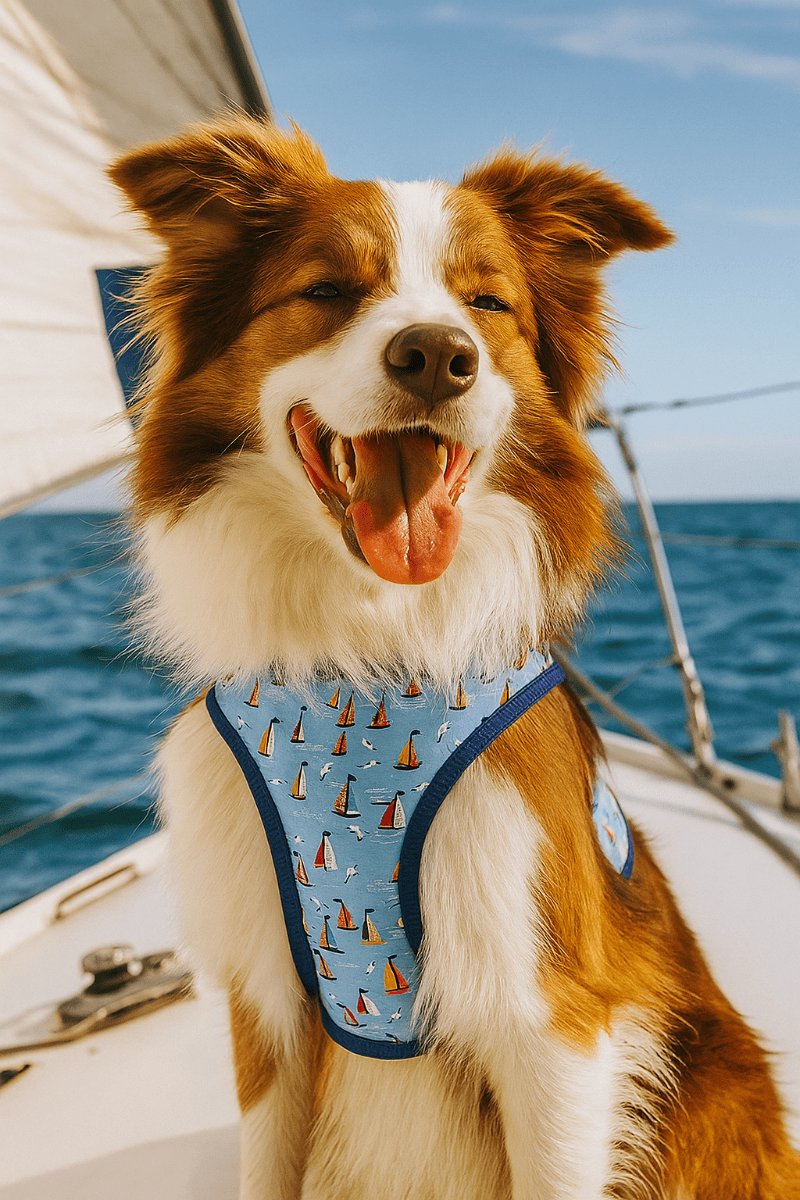Parisian Pet® Harnesses Sailboats Freedom Ocean Blue Dog Harness