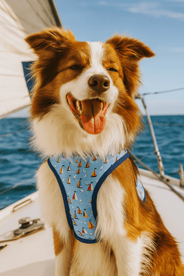 Parisian Pet® Harnesses Sailboats Freedom Ocean Blue Dog Harness
