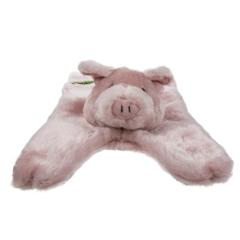 GoDog dog toys Sm Barnyard Buddies Pig Squeaky Plush Flattie Dog Toy - 2 Sizes