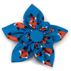 Foxy Teal Blue Flower Pet Collar Attachment - 2 Sizes