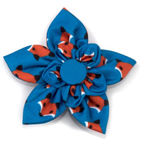 Foxy Teal Blue Flower Pet Collar Attachment - 2 Sizes