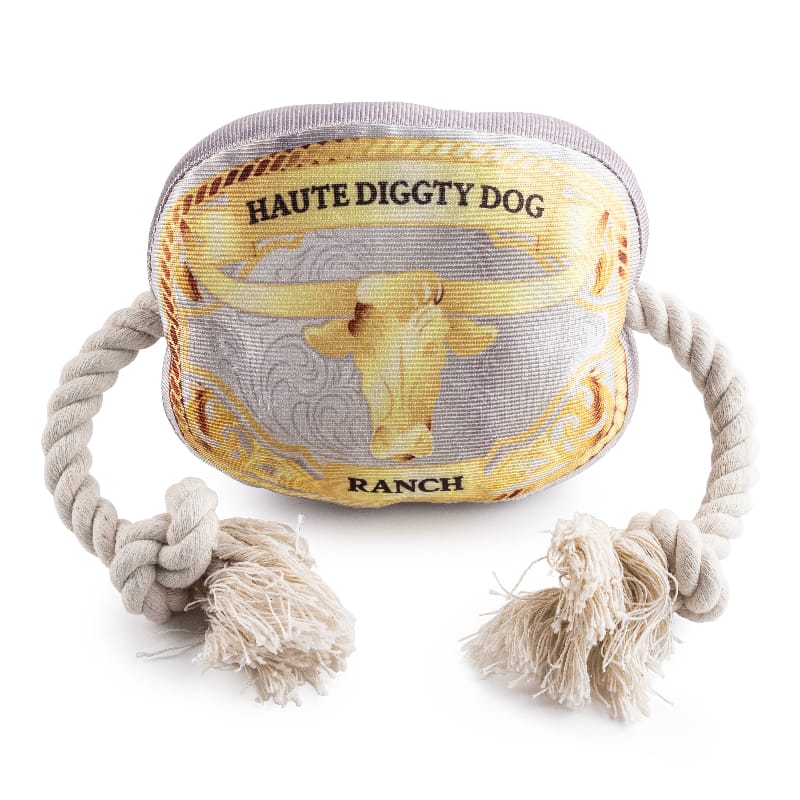 Haute Diggity Dog dog toys Western Belt Buckle Plush Squeaky Rope Dog Toy