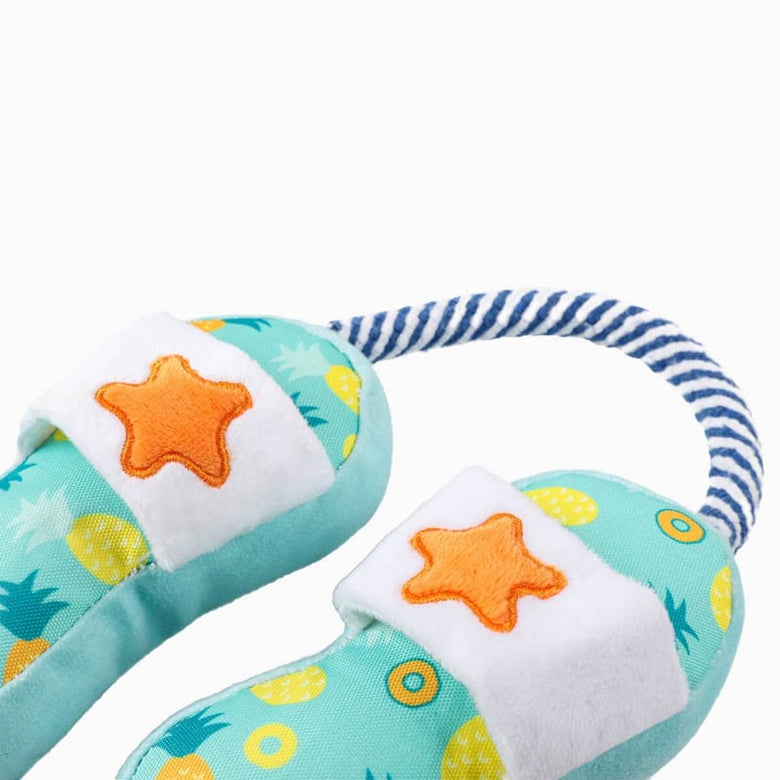 Hugsmart Products Inc dog toys Beach Daze Fun Summer Slippers Rope Tug Plush Dog Toy