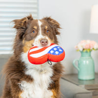 Paws & Stripes Heart Patriotic Plush Squeaky Dog Toy (Double Sided) - 2 Sizes