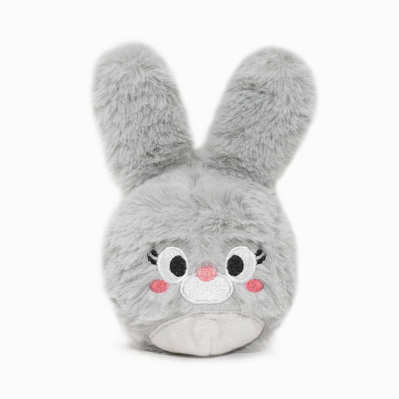 Hugsmart Products Inc dog toys Farm Friendz Super Ball Grey Bunny Spring Plush Dog Toy