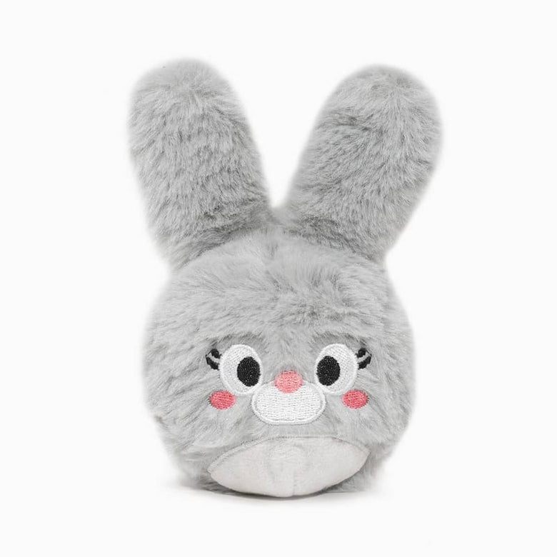 Hugsmart Products Inc dog toys Farm Friendz Super Ball Grey Bunny Spring Plush Dog Toy