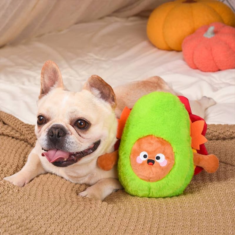 Hugsmart Products Inc dog toys Autumn Tailz Turkey Avocado Plush Dog Toy