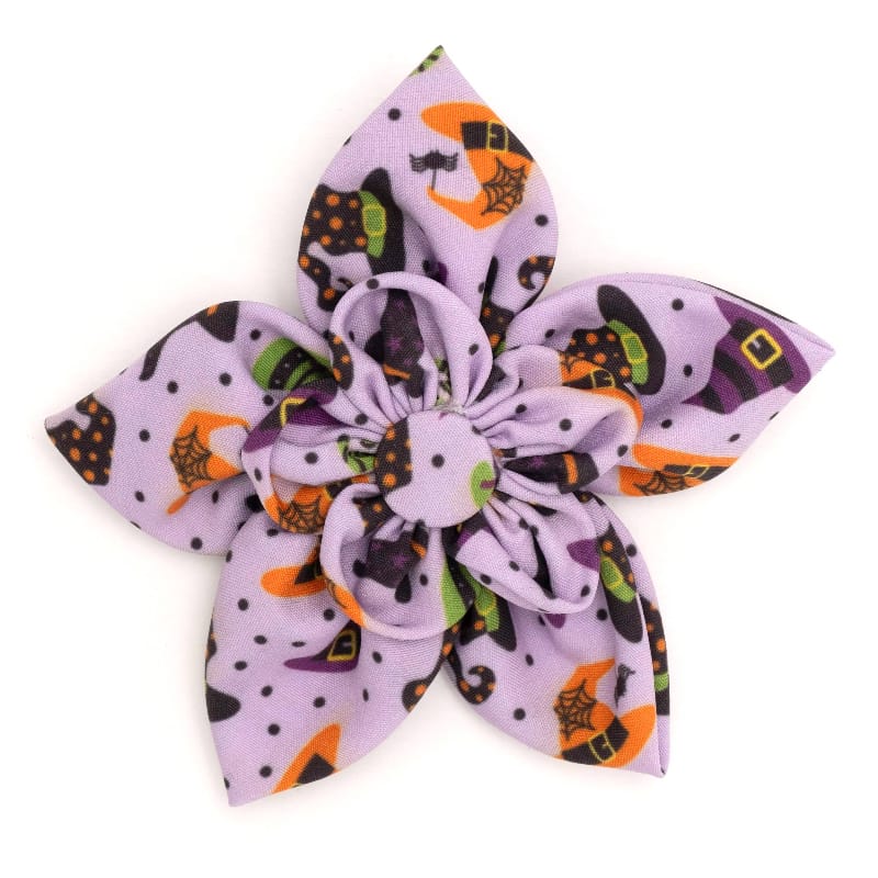 The Worthy Dog Bow Tie SM Halloween Purple Bewitched Flower Pet Collar Attachment - 2 Sizes