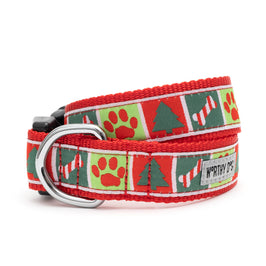 Christmas Holiday Good Tidings Red / Green Dog Collar
