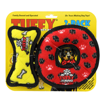 Tuffy Dog Toys - VIP Products dog toys Tuffy Jr Bone Yellow & Ring Red Paw Durable Tough Dog Toy Set - 2 Pc