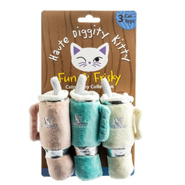 Haute Diggity Dog Cat Toys Snuggly Cup 3 Color Cat Toys - 3pc