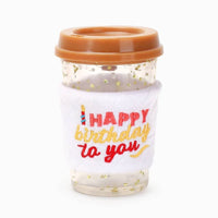 Hugsmart Products Inc dog toys Yappy Birthday Brown Birthday Coffee Cup Rubber Dog Toy