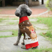 TMU - eVatmaster Consulting GmbH Dog Apparel Winter Brown Reindeer Holiday Turtleneck Dog Sweater