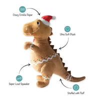 Christmas Holiday Cookie-Saurus Rex Plush Squeaky Dog Toy