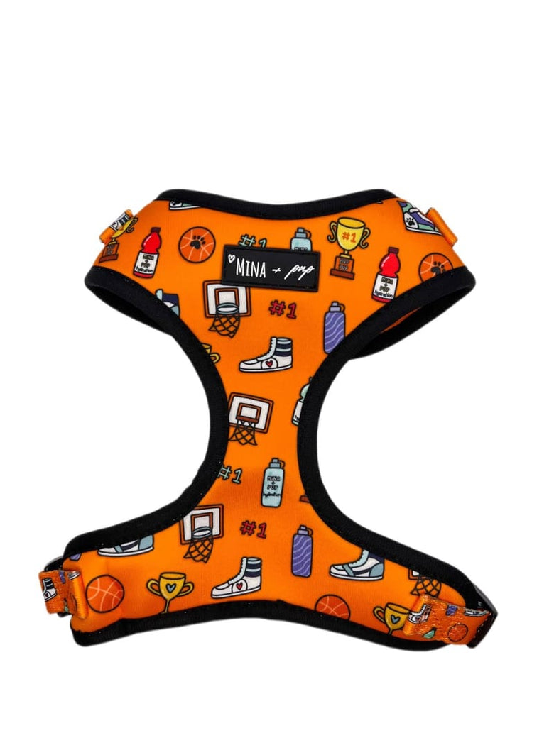 Mina + Pup Harnesses XS Got Game? Basketball and Sports Orange Adjustable Pet Harness