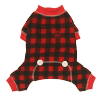 Red Checkered Fleece Lumberjack Warm Holiday Dog Pajama Jumper