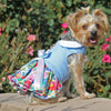 Doggie Design DRESSES Blue & White Pastel Pearls Floral Dog Harness Dress & Matching Leash