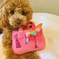 Haute Diggity Dog dog toys Barkin Bag Pink w/ Scarf Plush Squeak Dog Toy