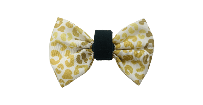 Mina + Pup Bow Tie You're So Golden Leopard Gold Bow Tie Dog Collar Attachment