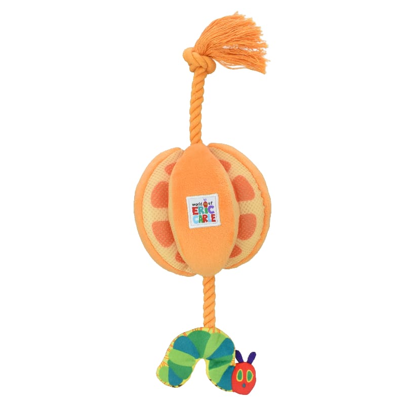 Multipet dog toys Very Hungry Caterpillar Orange Citrus Fruit Rope Tug Plush Squeak Dog Toy