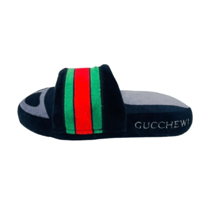 Muttzie dog toys Gucchewy Black Luxury Sandal Plush Dog Toy