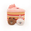 Brown & Friends Pink Birthday Cake Burrow Interactive Plush Squeaky Dog Toy Set - 3 Pc