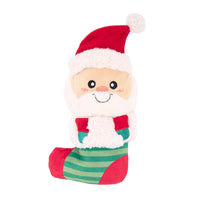 EcoZippy Christmas Holiday Santa Stocking Plush Squeaky Dog Toy