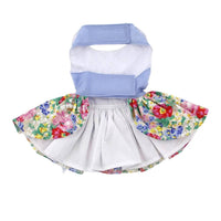 Doggie Design DRESSES Blue & White Pastel Pearls Floral Dog Harness Dress & Matching Leash