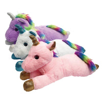 Multipet dog toys Jumbo Pink Unicorn with Colorful Rainbow Plush Squeak Dog Toy - 24"