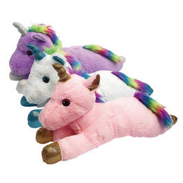 Multipet dog toys Jumbo Pink Unicorn with Colorful Rainbow Plush Squeak Dog Toy - 24"