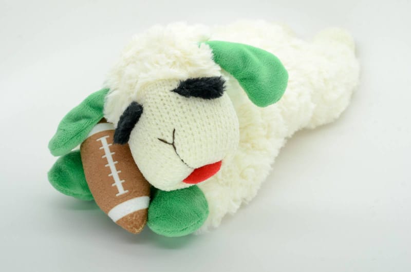 Multipet dog toys Tailgate Lamb Chop w/ Football Plush Squeak Dog Toy - 10.5"