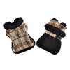 Doggie Design Jackets Sherpa Lined Dog Harness Coat Brown & White Plaid with Matching Leash