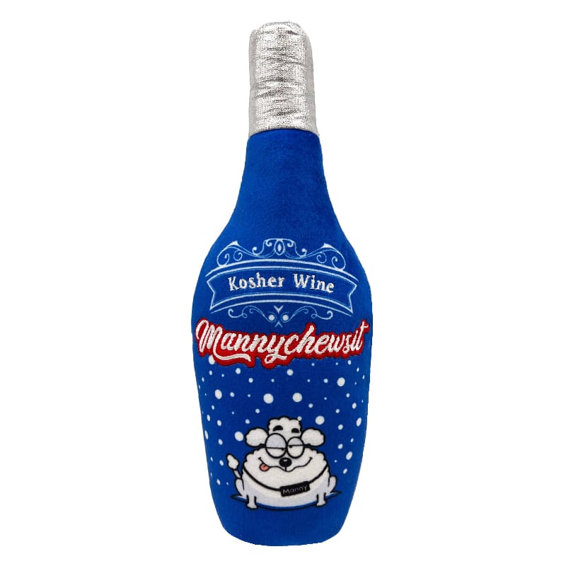 Huxley & Kent dog toys Mannychewsit Kosher Wine Plush Squeaky Dog Toy (Double Sided)