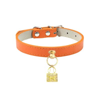 Bark Fifth Avenue Collars 10" Hairmes Orange with Bag Charm Pet Collar