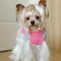 TM - NGS PET SHOP Dog Apparel Adorable Triple Heart Patterned Pink & Grey Turtleneck Dog Sweater