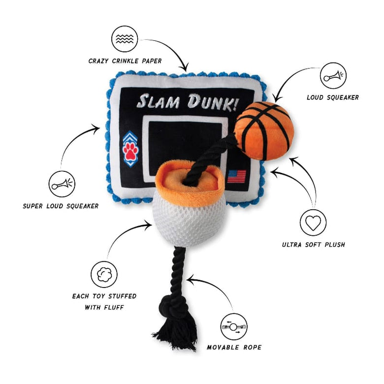 Petshop by Fringe Studio Dog Toys Take It To The Hoop Basketball Plush Squeaky Dog Toy