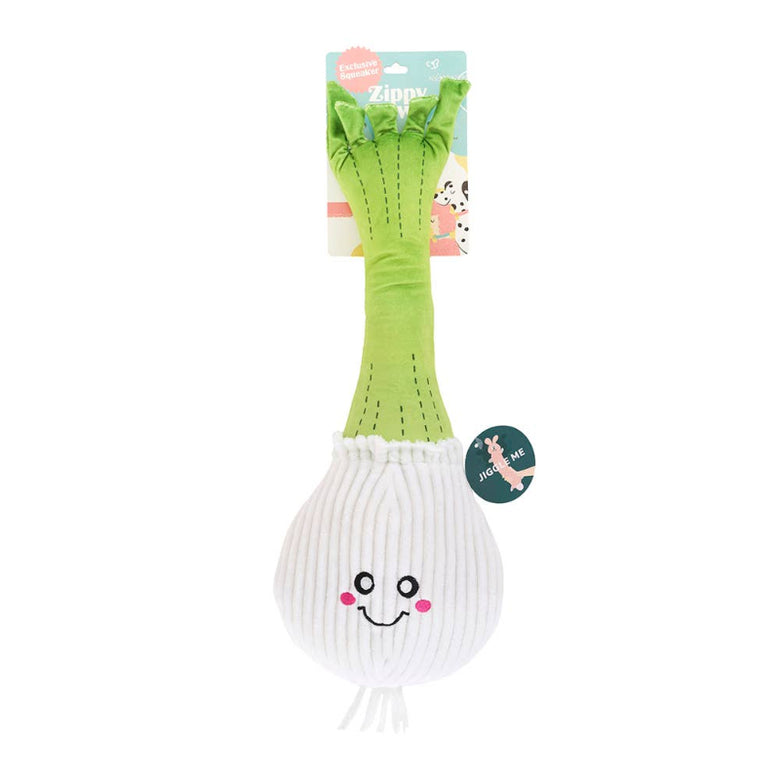 Jigglerz Fresh Onion Plush Squeaky Dog Toy