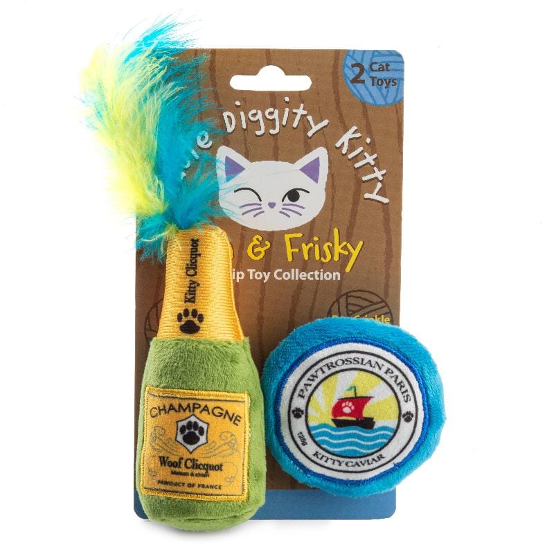 Haute Diggity Dog Cat Toys Kitty Clicquot (Bottle & Caviar) Cat Toys - 2 Pc