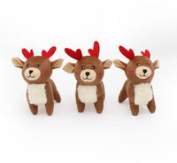 Holiday Miniz Reindeer Plush Squeaky Christmas Dog Toy Set - 3 Pk