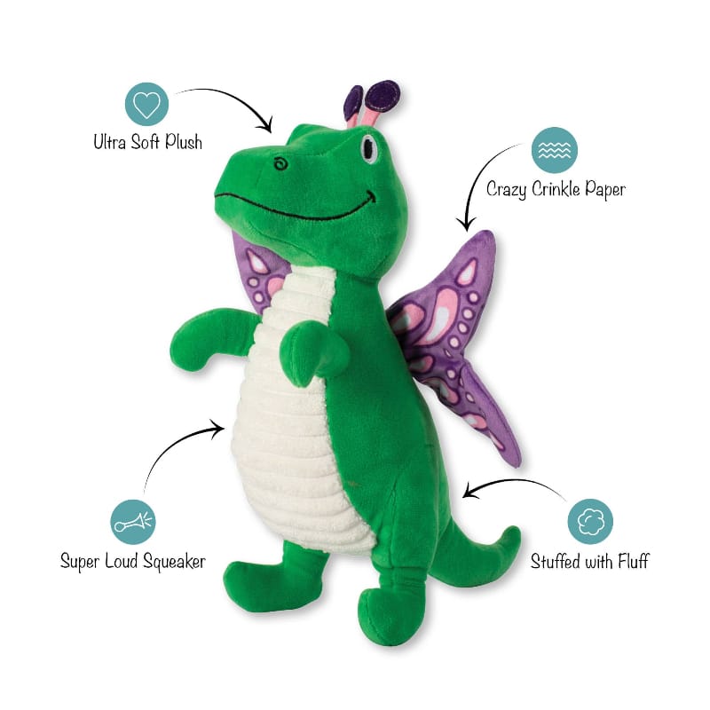 Petshop by Fringe Studio dog toys Flutter Rex Purple Butterfly Wings Plush Squeak Dog Toy