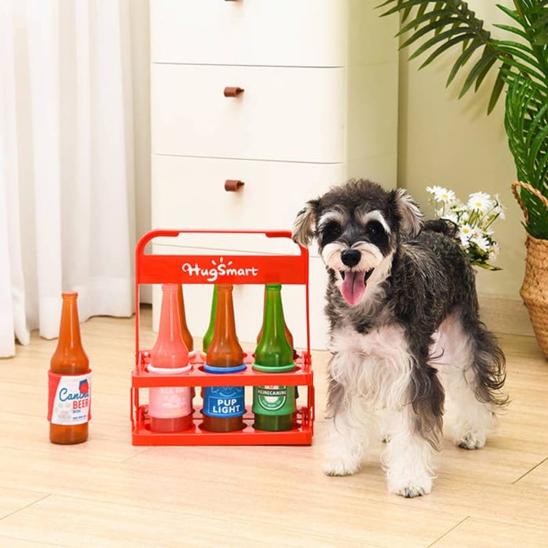 Hugsmart Products Inc dog toys Boozy Tailz Heinecanine Bottle Rubber Squeak Dog Toy