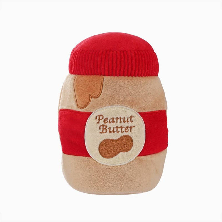 Hugsmart Products Inc Dog Toys Food Party Peanut Butter Jar-Interactive Plush Squeak Dog Toy Set - 4 Pc