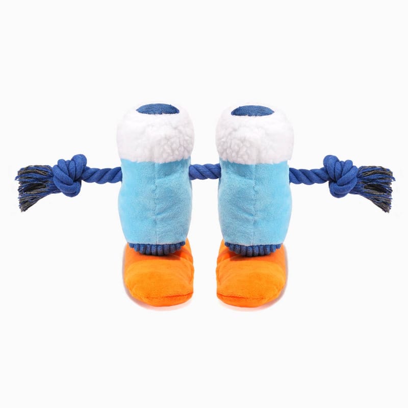 Hugsmart Products Inc Dog Toys Snow Paws Skiing Boots Plush Squeaky Dog Rope Toy
