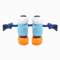Hugsmart Products Inc Dog Toys Snow Paws Skiing Boots Plush Squeaky Dog Rope Toy