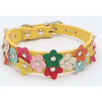 AE-SHOP1102 COLLARS Ylw / XS Spring Flowers Double Dog Collar - Soft Pink or Yellow