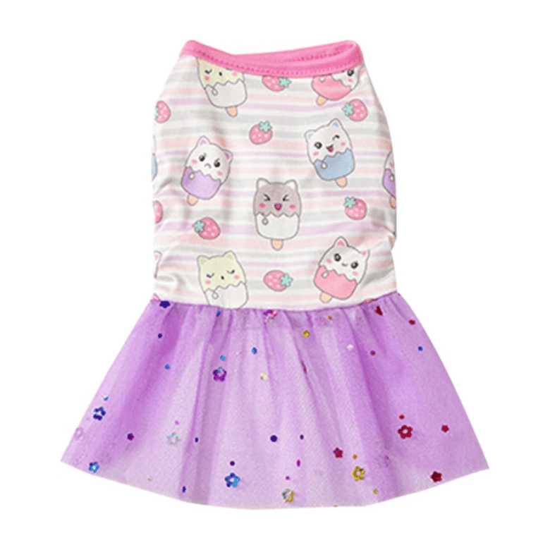 AE Dog Apparel S Flowers Ice Cream Purple Tutu Dog Dress